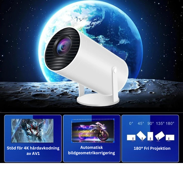 MiniLux Pro - Smart Miniprojektor med Bluetooth och WiFi (2025 Modell)