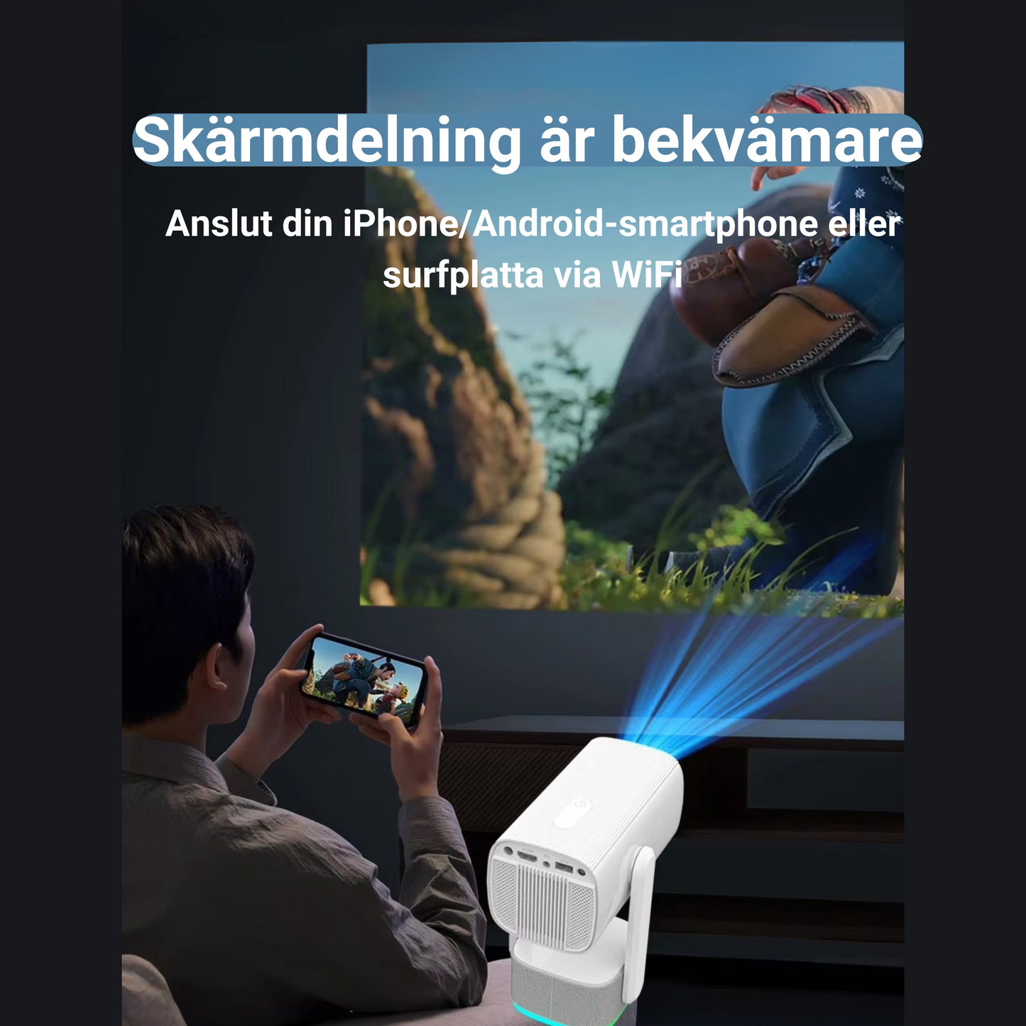 MiniLux 360 - Batteridriven hemmabio med WiFi & 4000+ streamingappar