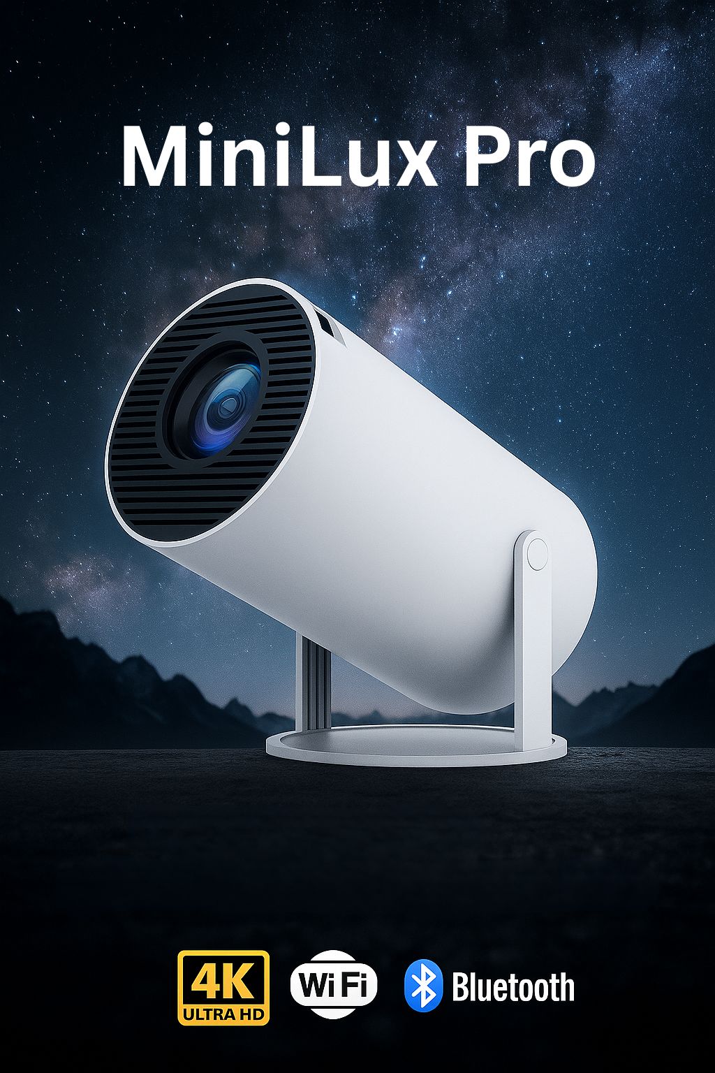 MiniLux Pro - Smart Miniprojektor med Bluetooth och WiFi (2025 Modell)