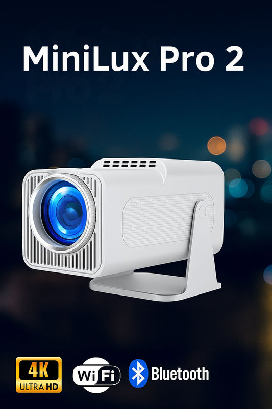 MiniLux Pro 2 - Smart Miniprojektor med Bluetooth och WiFi, Vit (2025 Modell)