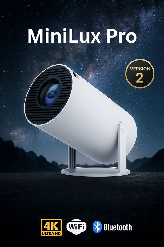 MiniLux Pro (Version 2) - Smart Miniprojektor med Bluetooth och WiFi (2026 Modell)