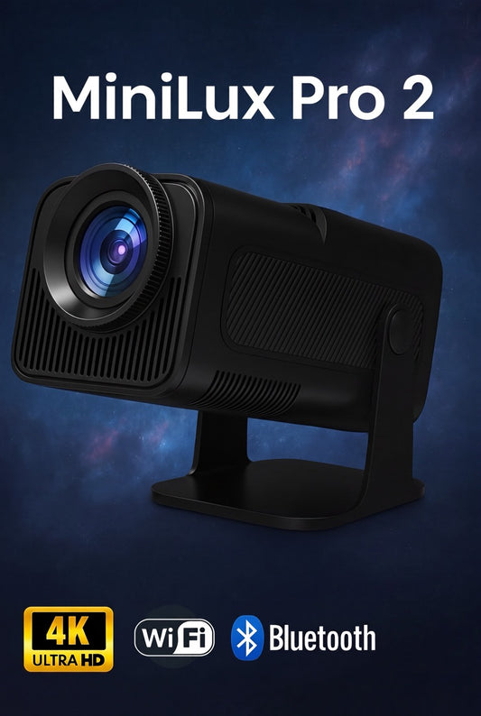 MiniLux Pro 2 - Smart Miniprojektor med Bluetooth och WiFi, Svart (2026 Modell)