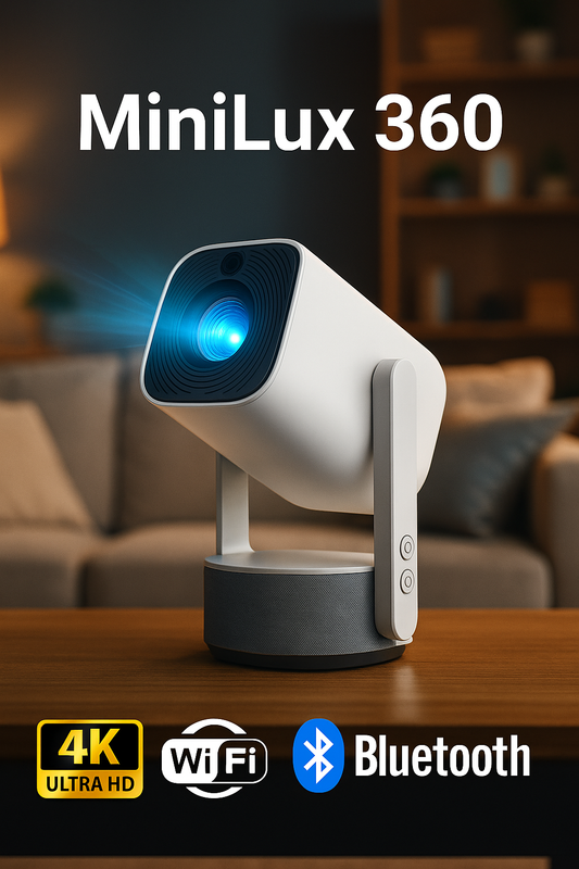 MiniLux 360 - Batteridriven Miniprojektor med Bluetooth och WiFi