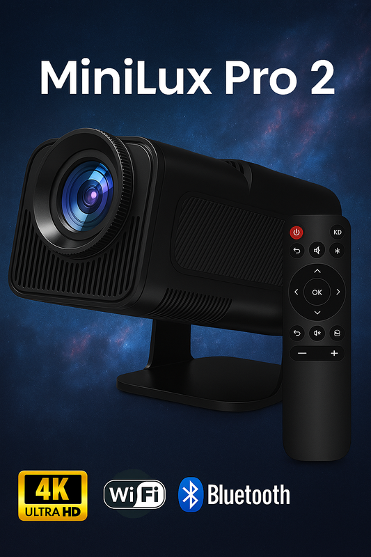 MiniLux Pro 2 - Smart Miniprojektor med Bluetooth och WiFi, Svart (2025 Modell)